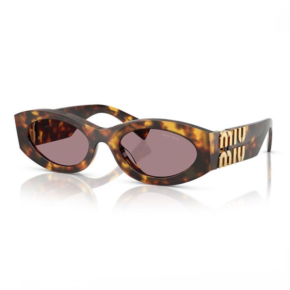 Miu Miu Sunglasses Oval Full Rim, Honey Havana Frame and Light Purple Brown
